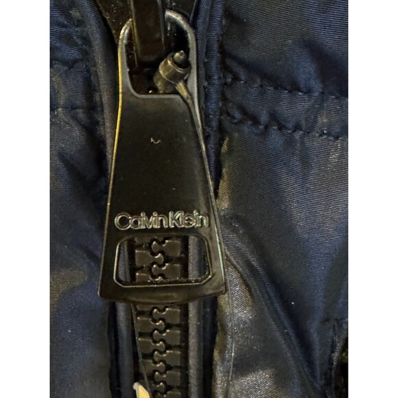 Calvin Klein Performance Navy Coat Womens Sz. M Faux Fur Hooded Puffer Jacket - Picture 8 of 13